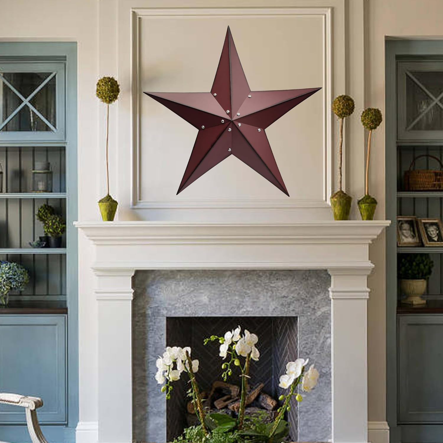 24″ Rustic Metal Barn Star Wall Decor-Handmade Red Barn Stars Indoor or Outdoor