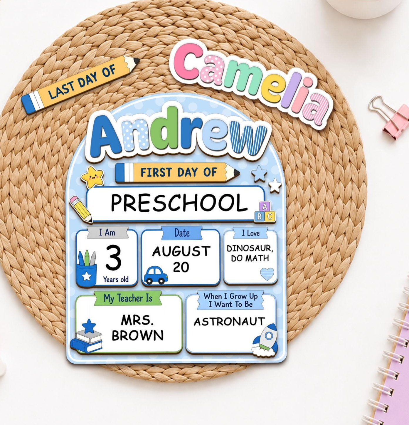 Custom First & Last Day School Sign, Reusable Dry Erase Milestone Board