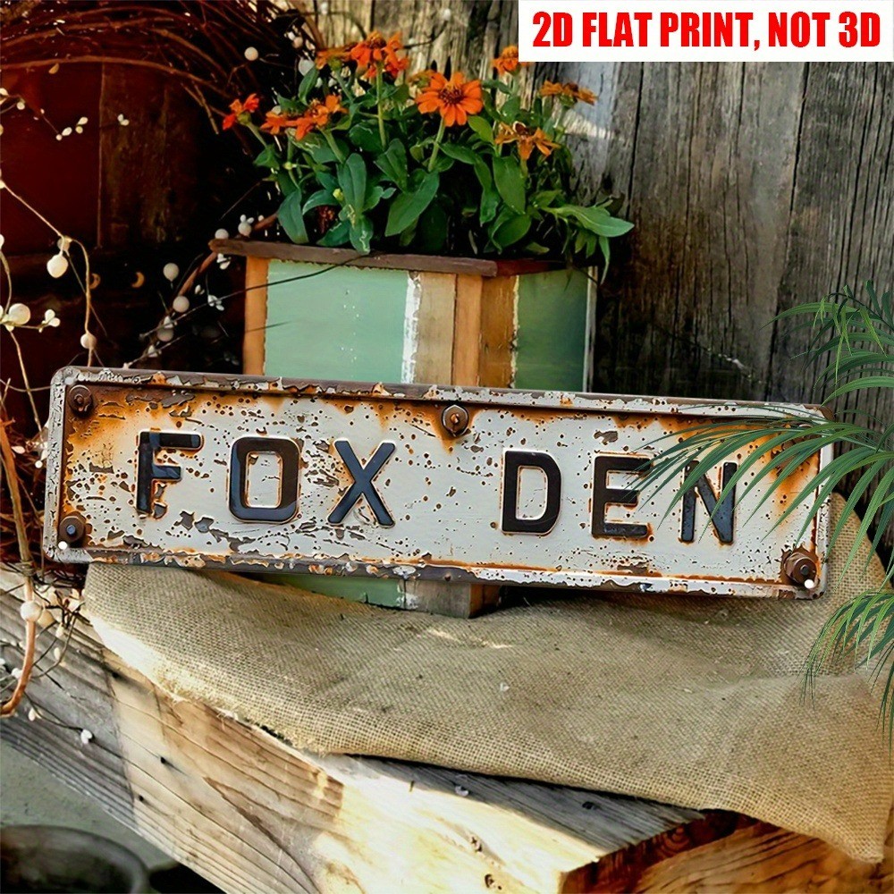 Vintage Fox Den Sign Metal Signs Farmhouse Tin Sign 4×16 Art Wall Hanging Plaque