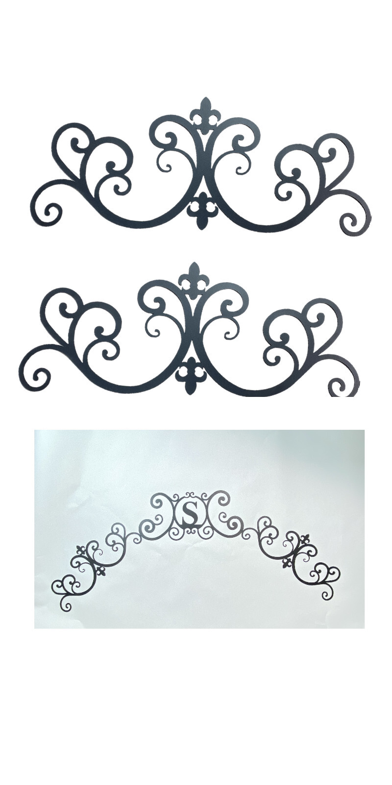 2 PK Wrought Iron Metal Scrolled Door Wall Decoration Plaque Art 24″ x 9.5″ 2mm