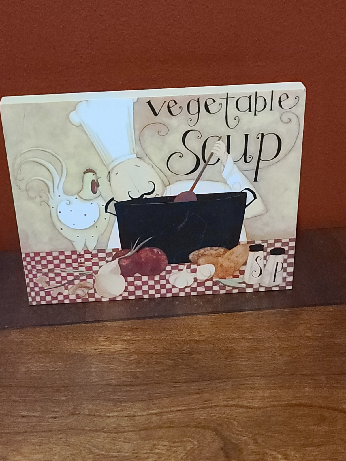 Blossom Bucket Wooden Sign Chef Vegetable Soup 5 in x 4 in New Kitchen Decor
