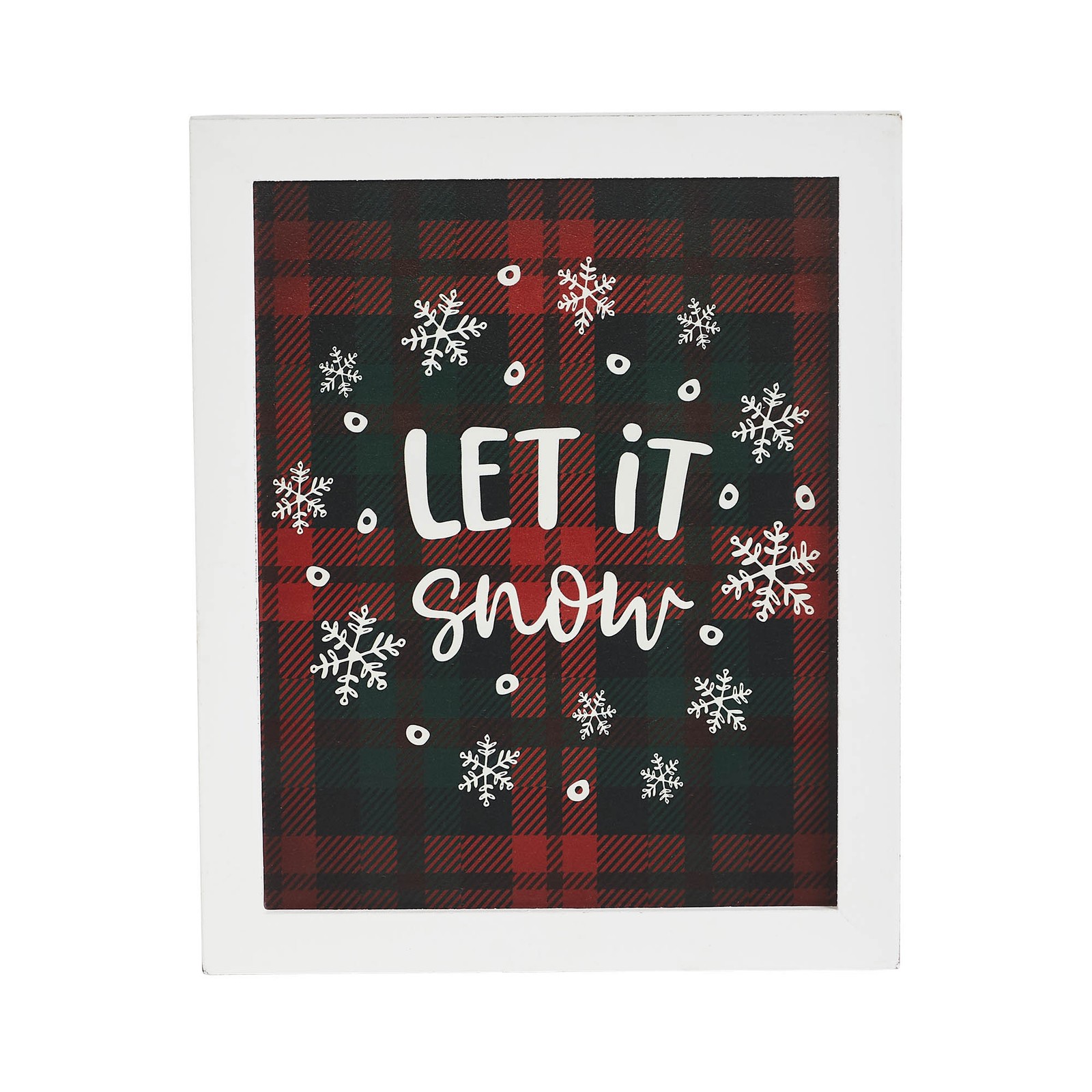Let It Snow Plaid Wall Hanging Sign 11×9 VHC Brands
