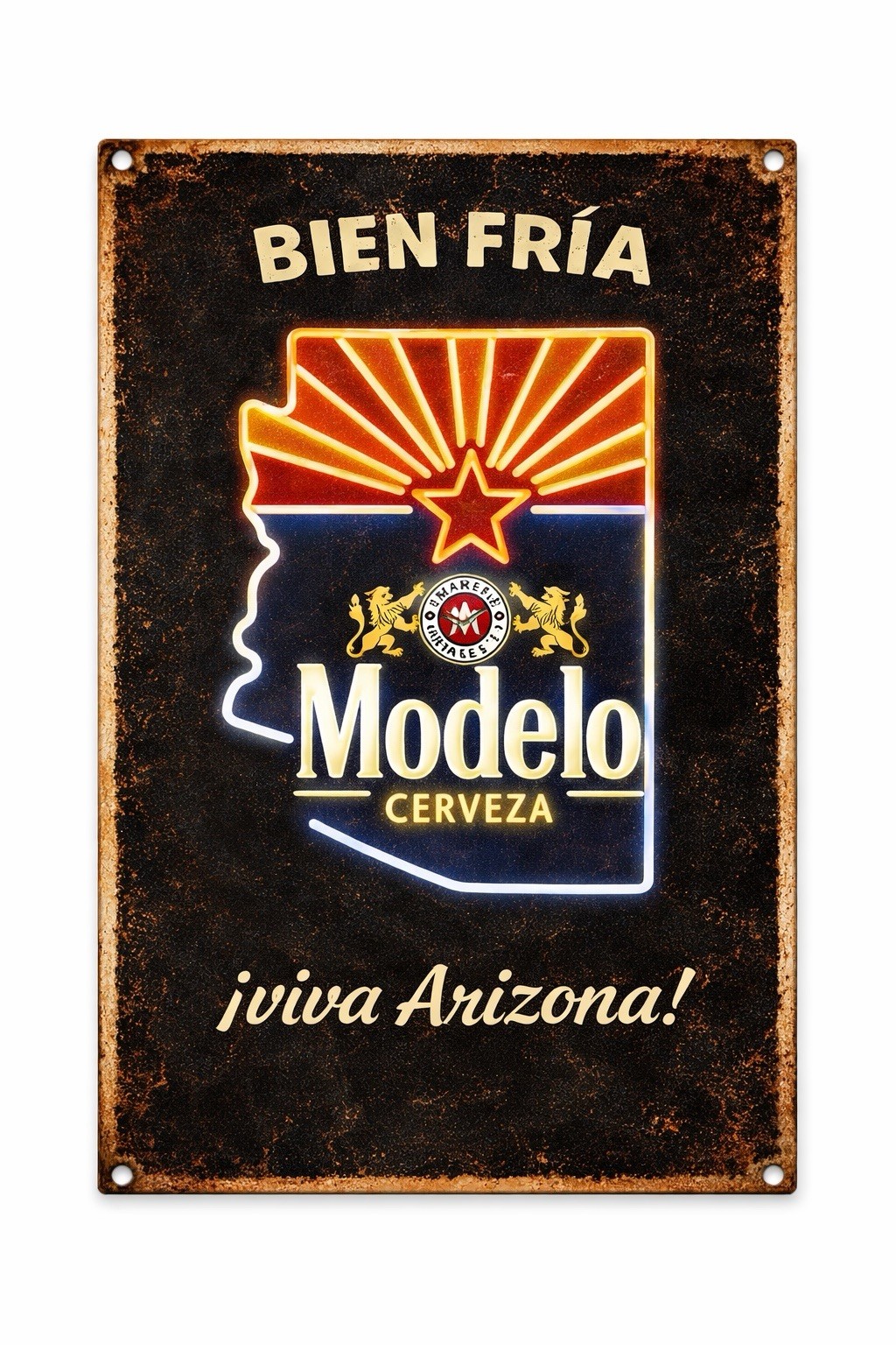 100% Modelo Arizona on Metal Poster, Sign for Bar Beer Cerveza Seltzer DY