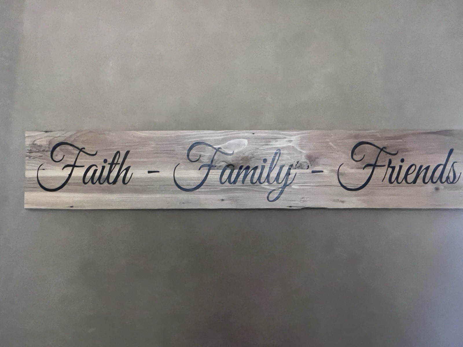 Large Rustic Faith Family Friends Reclaimed Wood Horizontal Wall Hanging Sign