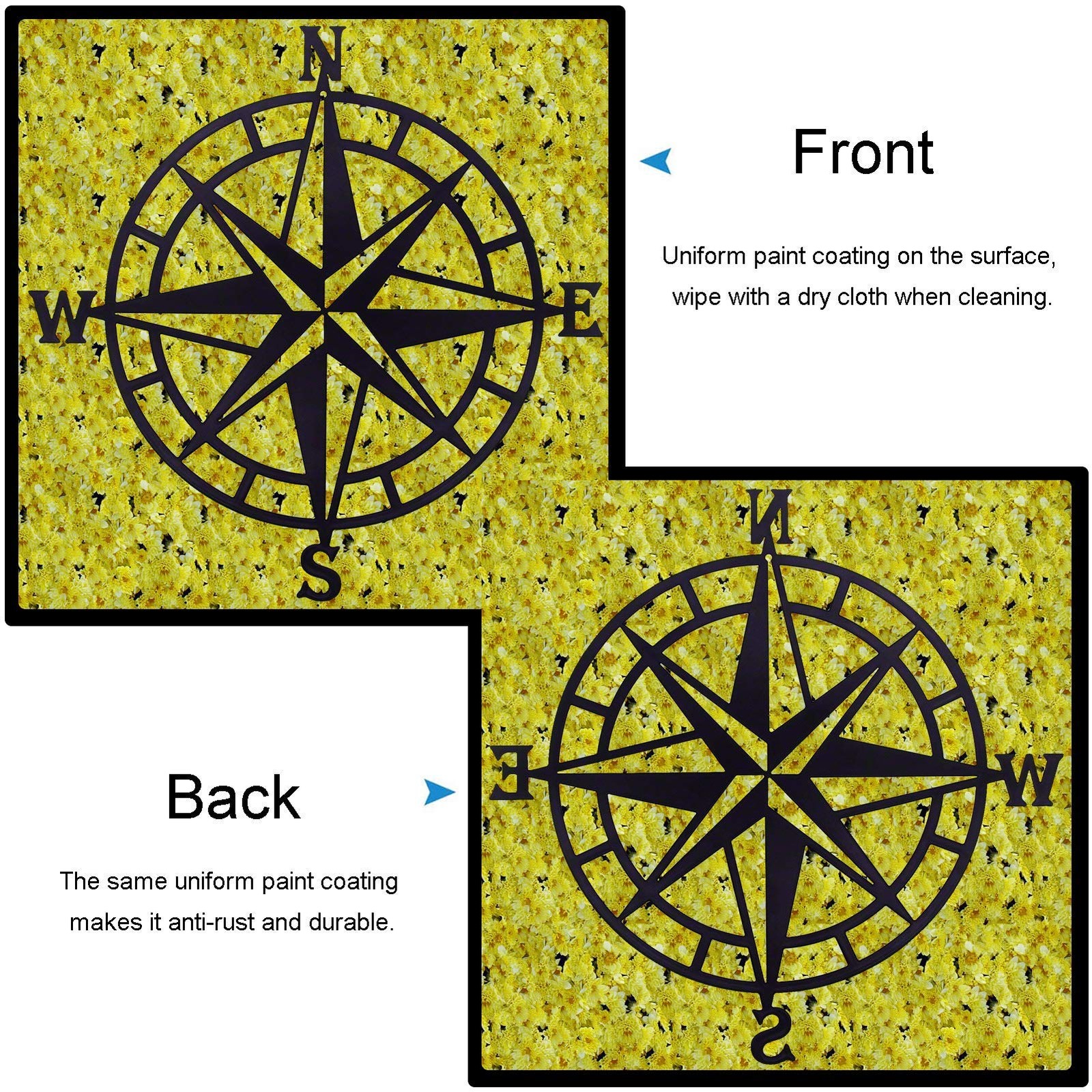 11 Inches Metal Decorative Nautical Compass Wall Decor, Living Room Bedroom O…