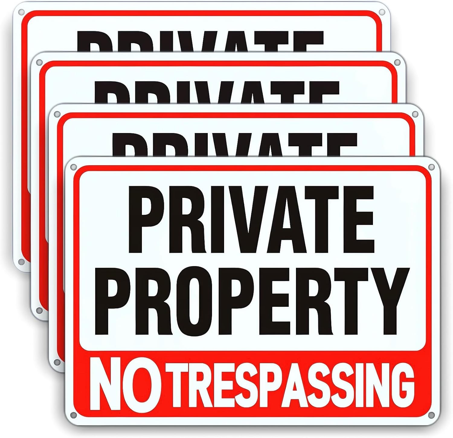 4 Pack Large No Trespassing Signs Private Property, 8×12 Inch Rust Free Aluminum