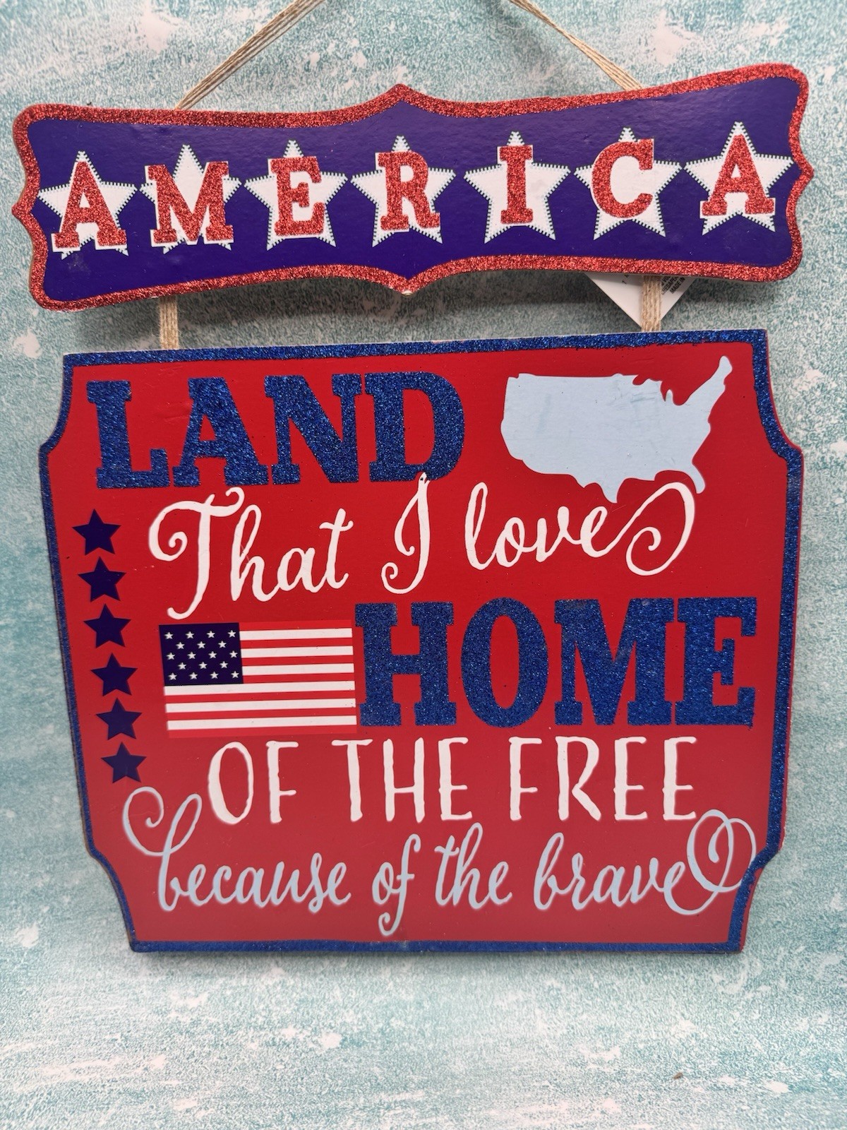 4TH OF JULY, PATRIOTIC, USA Hanging Sign Red, White, & Blue SHIPS FREE