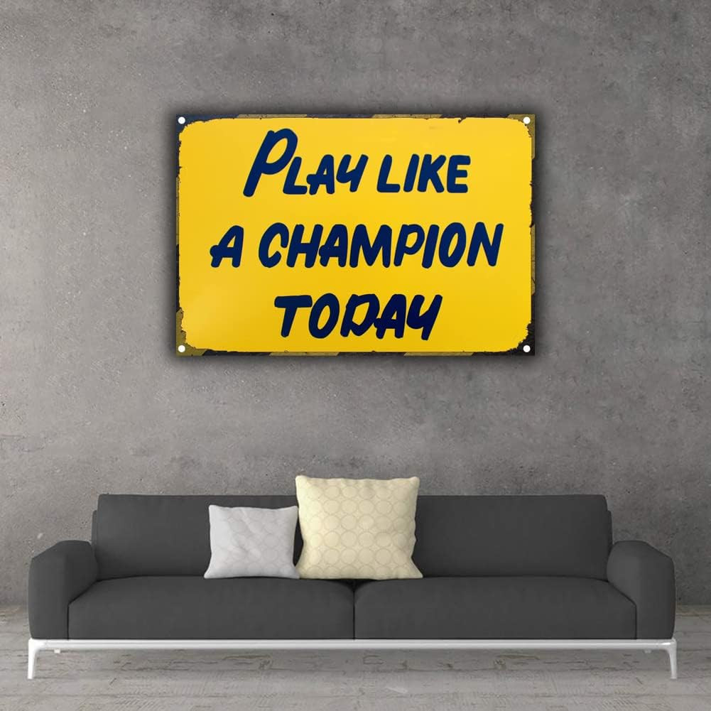 Play like a Champion Today Sign – Play Sign Inspirational Classic Metal for Bar