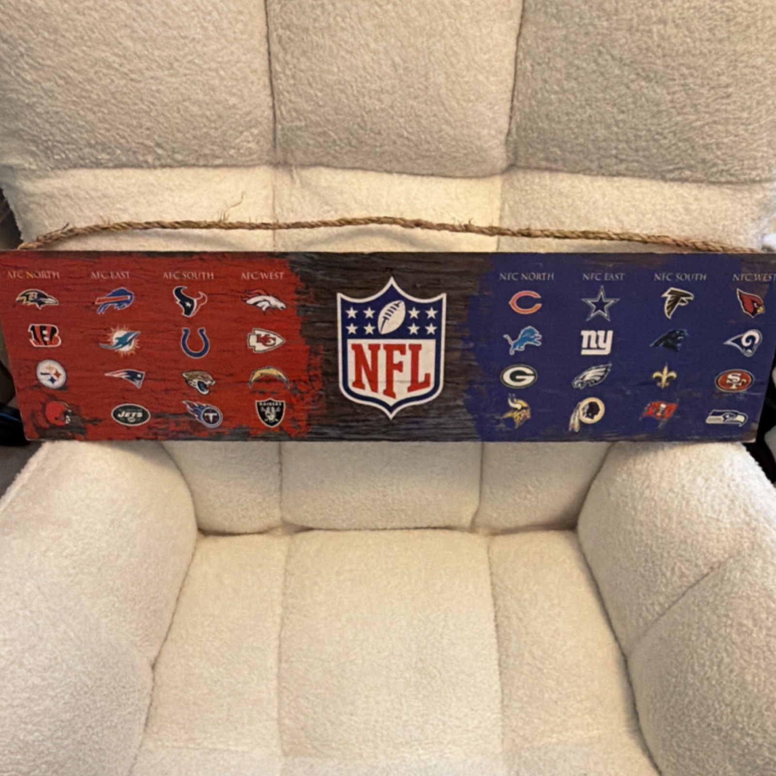 NFL Teams Wooden Hanging Sign Football Decor, Sports Plaque for Any Room