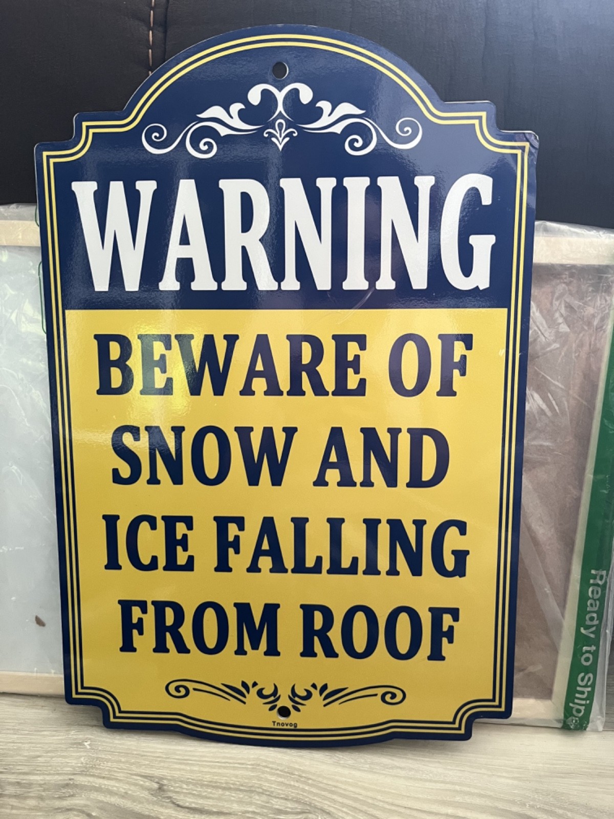 letter warning beware of snow and ice falling from roof – 2 pcs