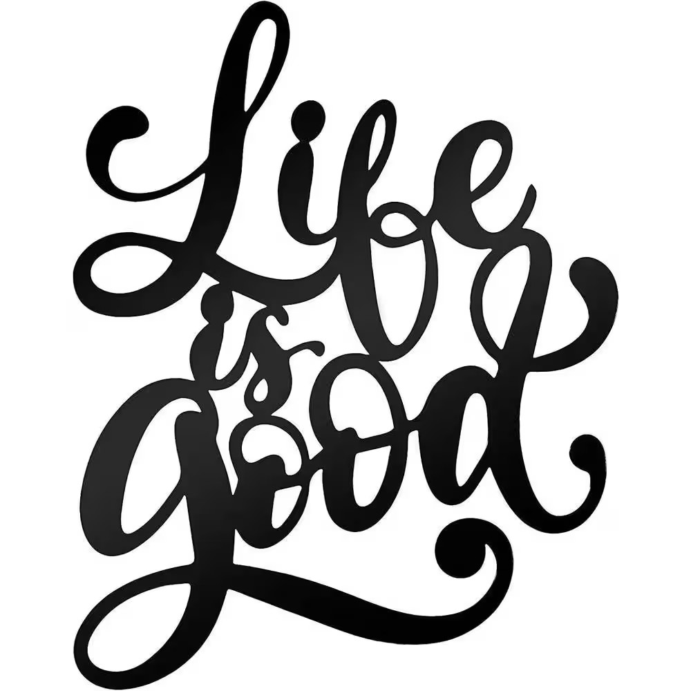 11.8 In. X 9.6 In. Black Metal Wall Art Life Is Good Wall Sign