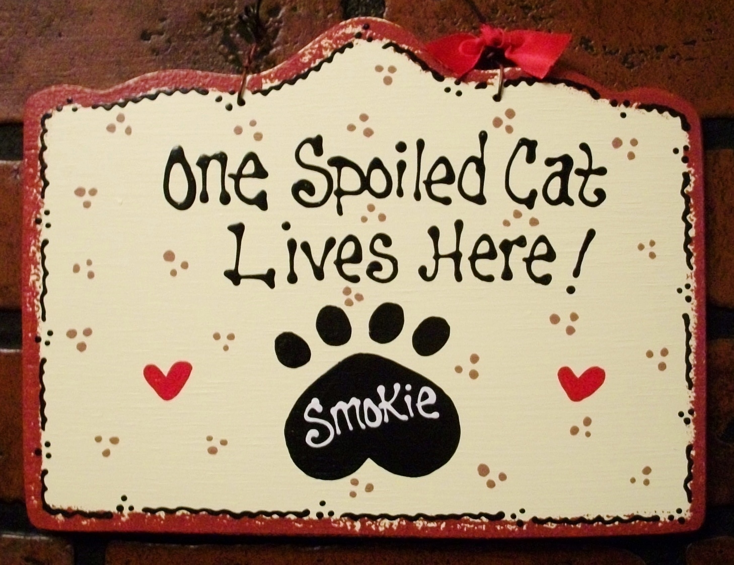 PERSONALIZE 1 Spoiled CAT Name SIGN Kennel Pet Wall Plaque Groomer Wood Craft