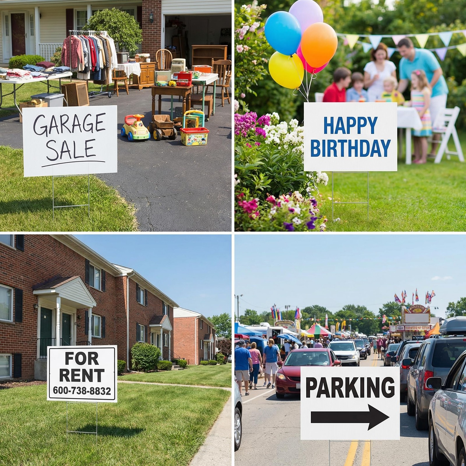 10 Large Blank Yard Signs with Stakes 18 x 24″,Corrugated Plastic Lawn Sign k…