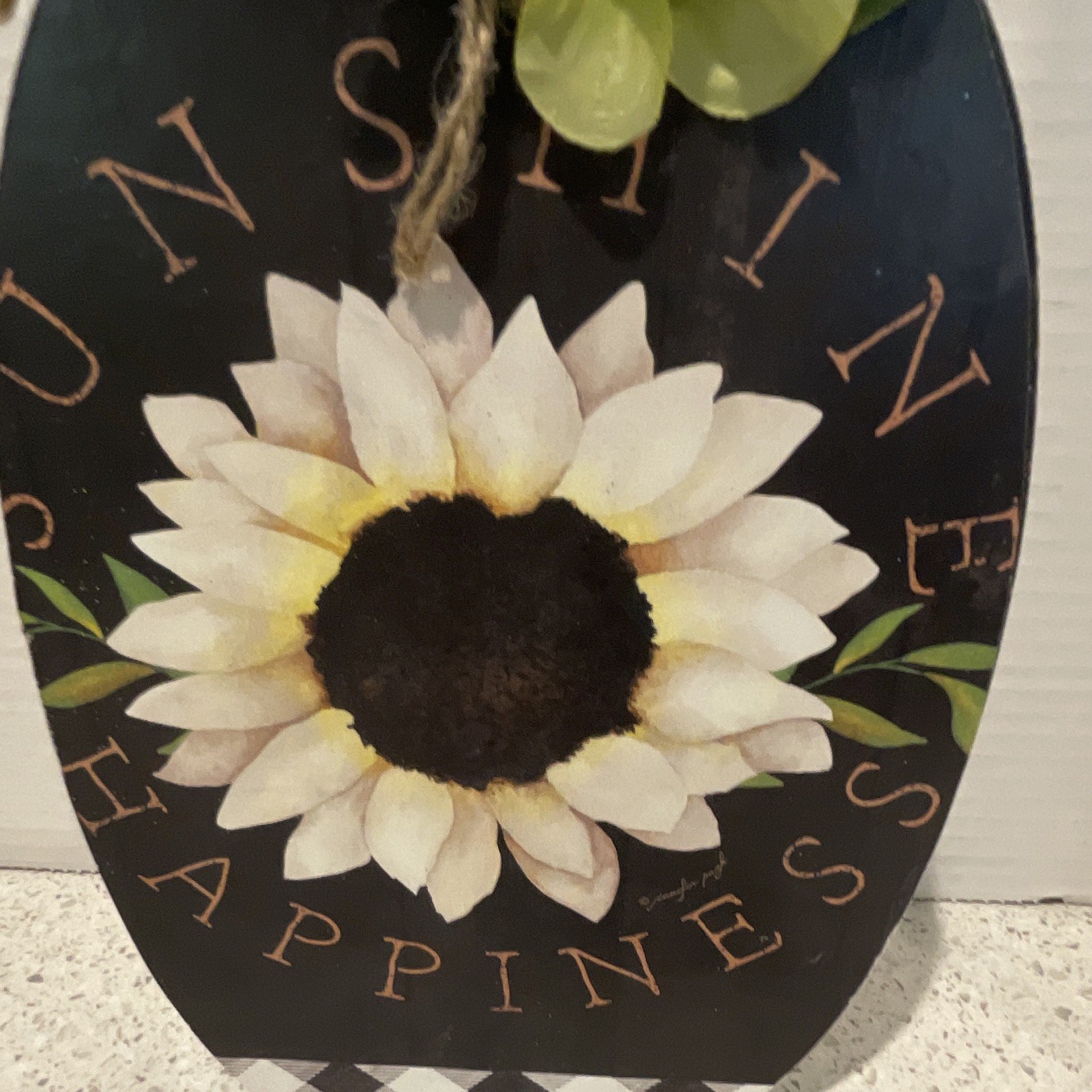 Wood Decorative Vertical Hanging Sign “Sunshine Happiness” Sunflower Pumpkin