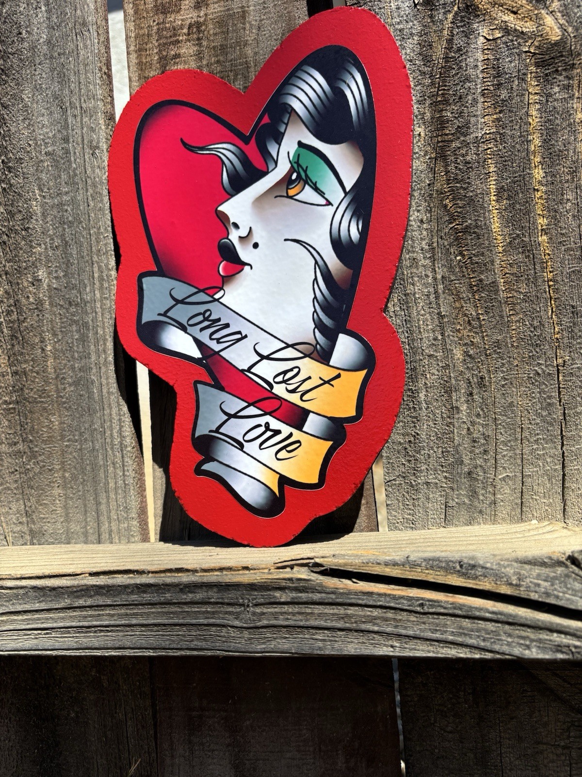 Handmade Halloween Love Lost Tattoo Flash Shop Design Sign Plaque