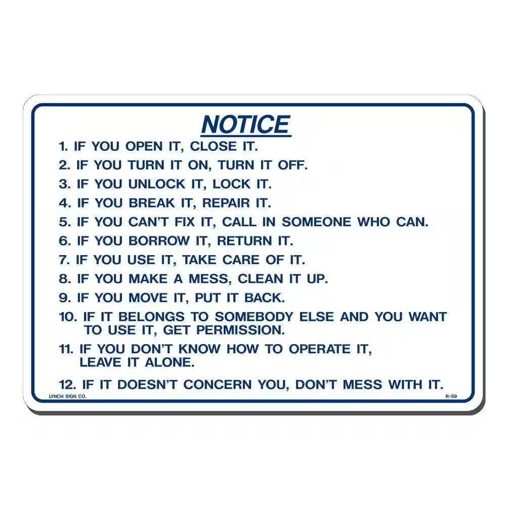 14 In. X 10 In. Do’S and Don’Ts Open It Close It Sign Printed on More Durable, T