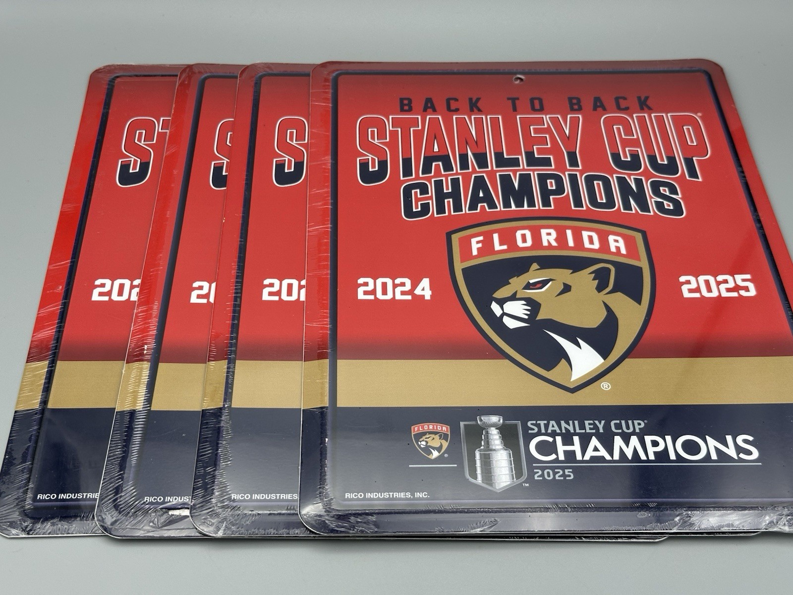 NHL Florida Panthers Back to Back Champions 2024-2025 8.5×11 Metal Wall Hanging