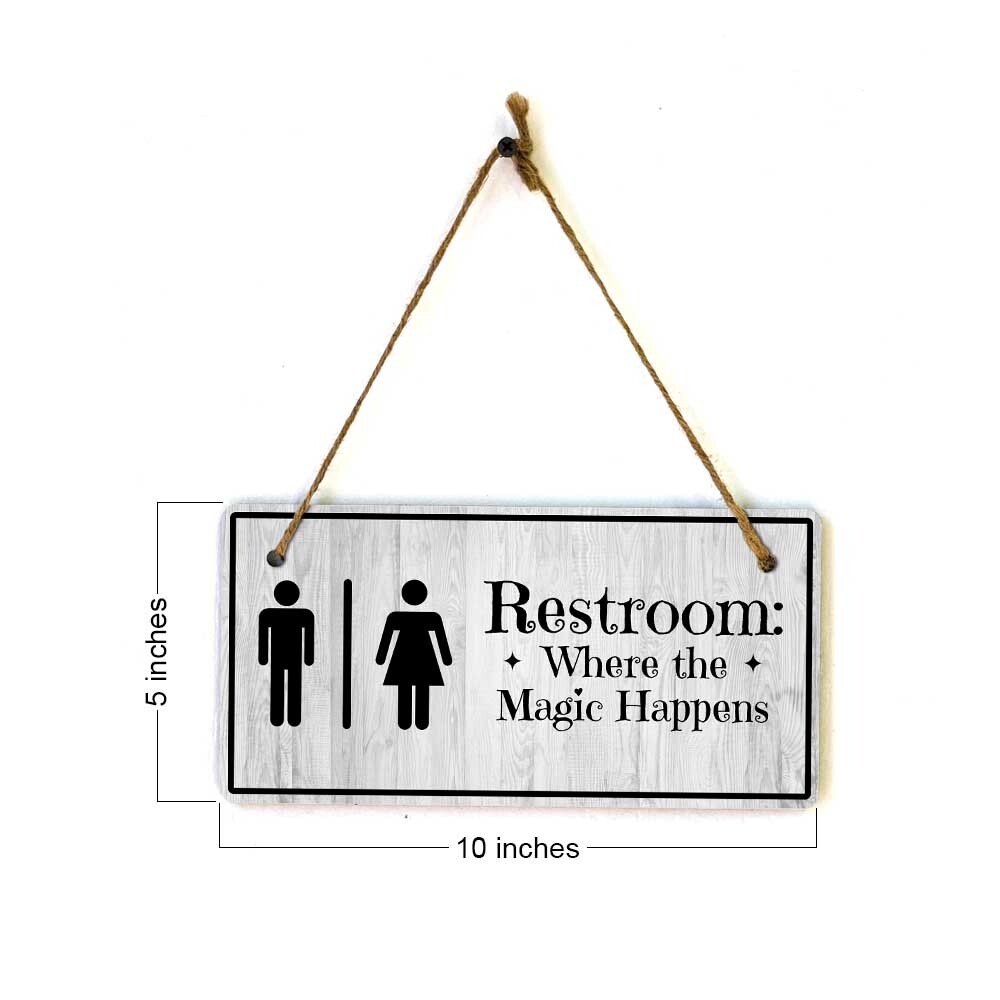 Signs ByLITA Funny Bathroom Signage 5×10 Hanging Plus Wall or Door Sign
