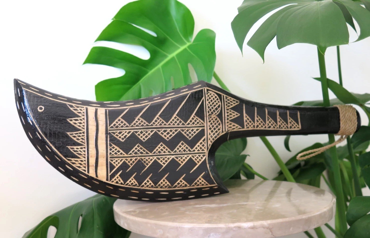 Hawaii Hand Made Solid Wood Samoan 20″ War Dagger Tribal Engraved Weapon Hanging