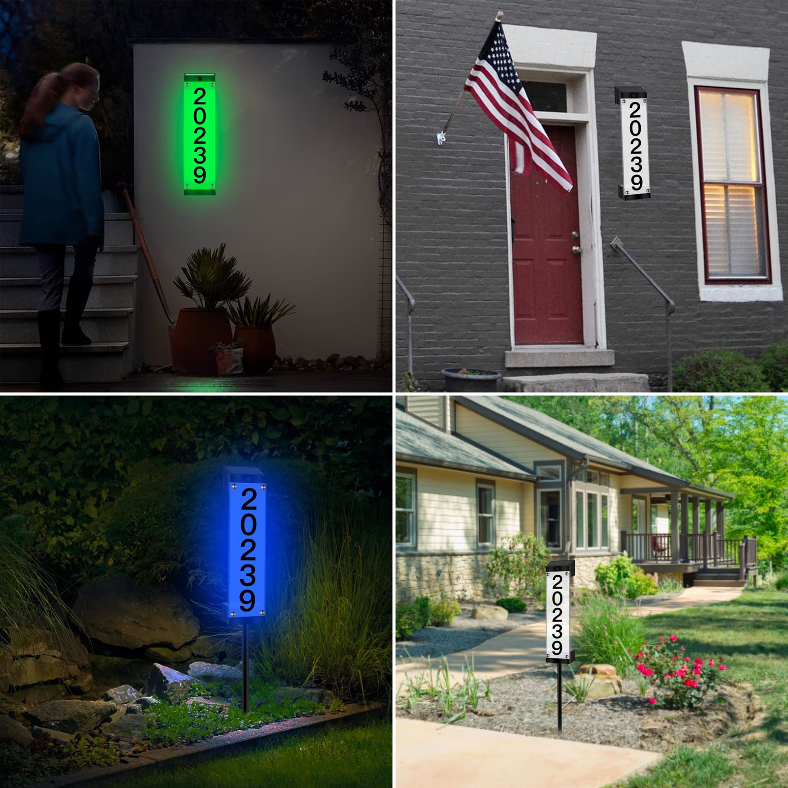 Solar House Numbers for Outside, GOSUNWEY Solar Address Signs for Yard with Stak