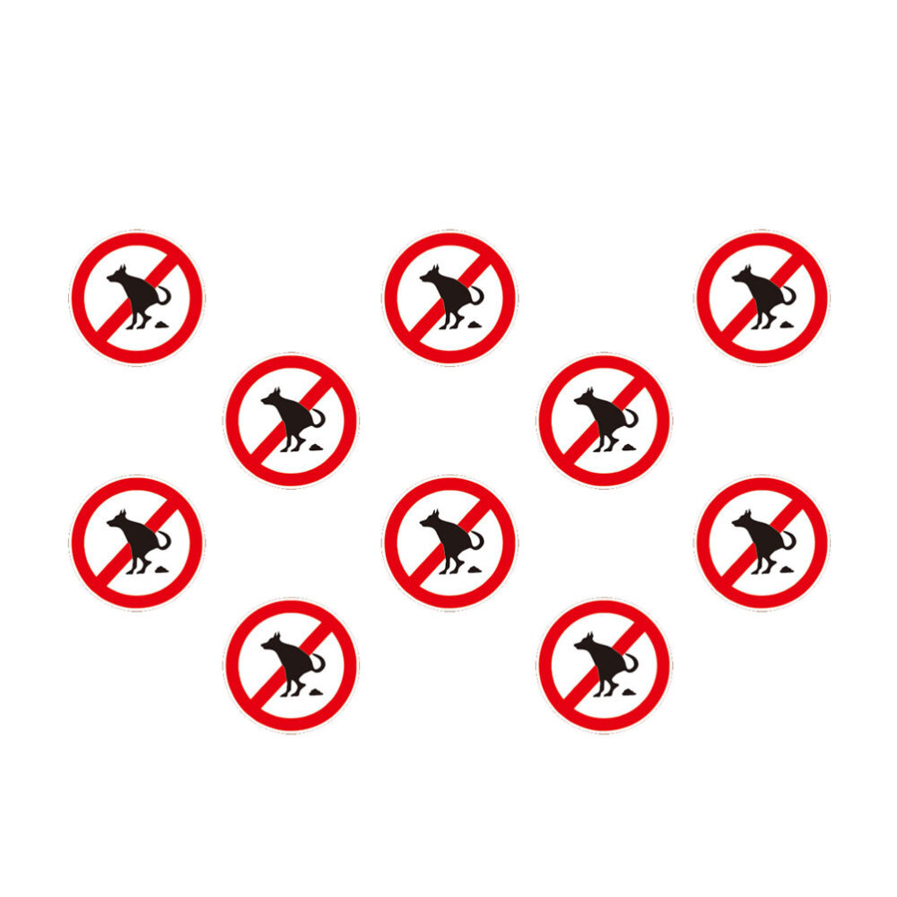 10 Sheets Stickers Waterproof No Pet Poop Sign Dog Pooping Emblems