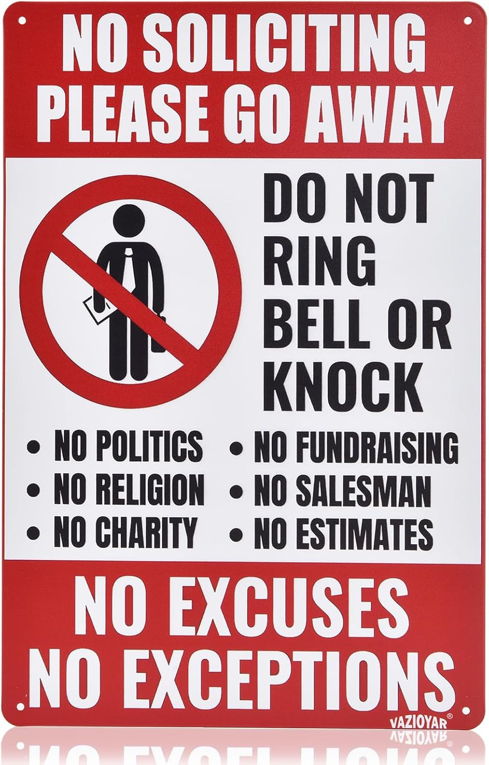 No Soliciting Sign for House,No Soliciting Signs for Home，Do Not Knock Please Do