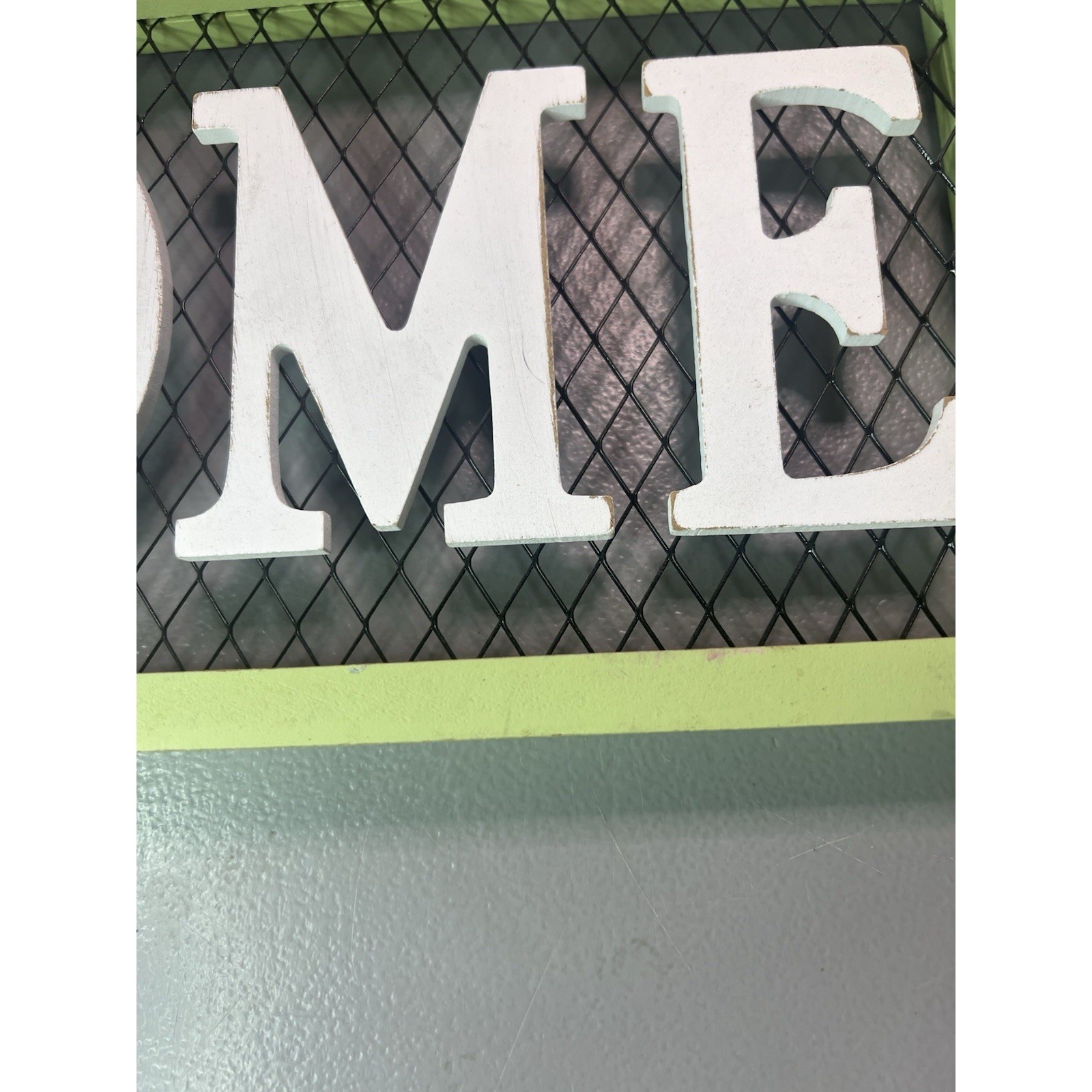 Farmhouse Green HOME Wood Wire Hang Sign Home Décor Rustic Shelf Accent 12″X6″