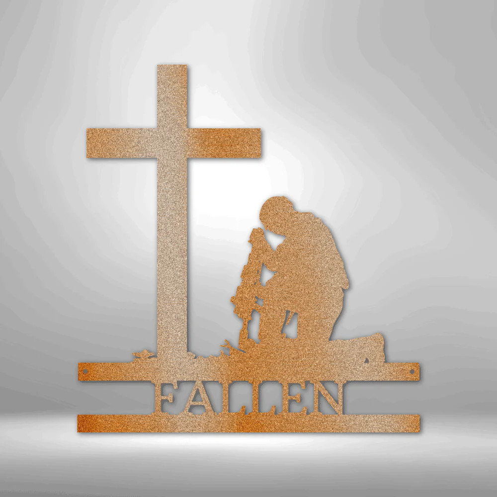 Personalized Kneeling Soldier Monogram Steel Si