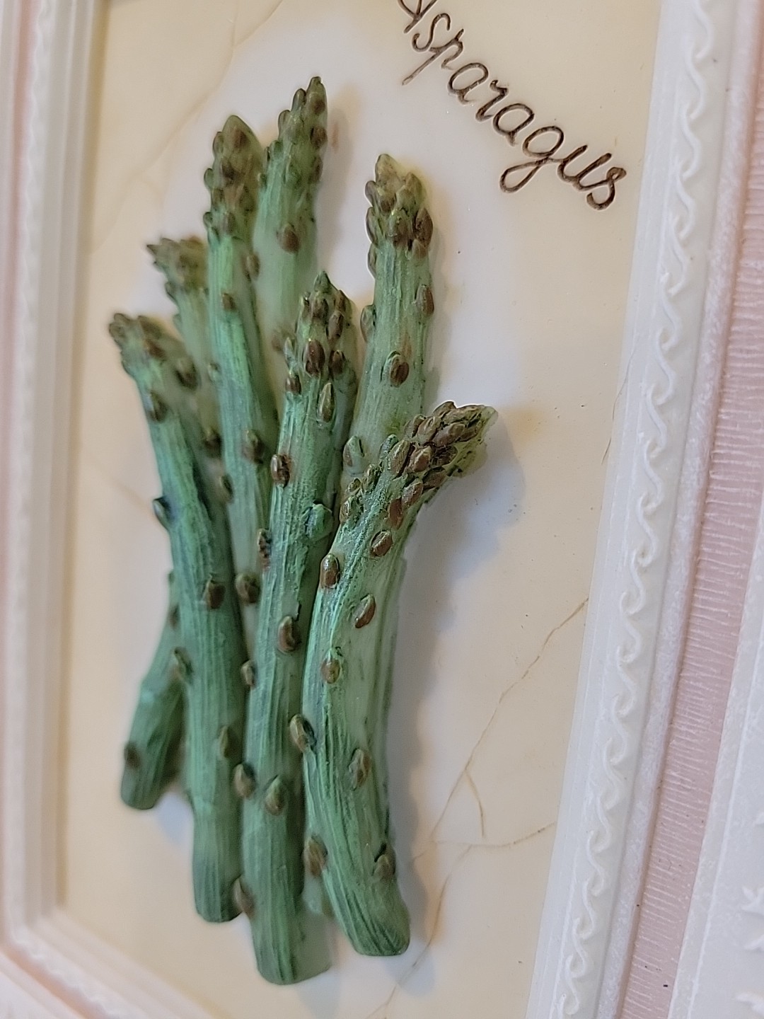 Vtg 3D Vegetable Wall Art Lot 3 Carrot Asparagus Artichoke Kitchen Decor 5×7