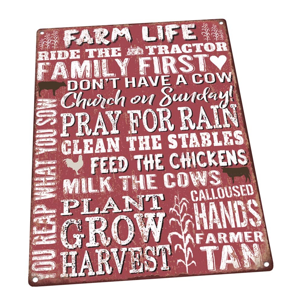Farm Life Metal Sign; Wall Decor for Farm and Country