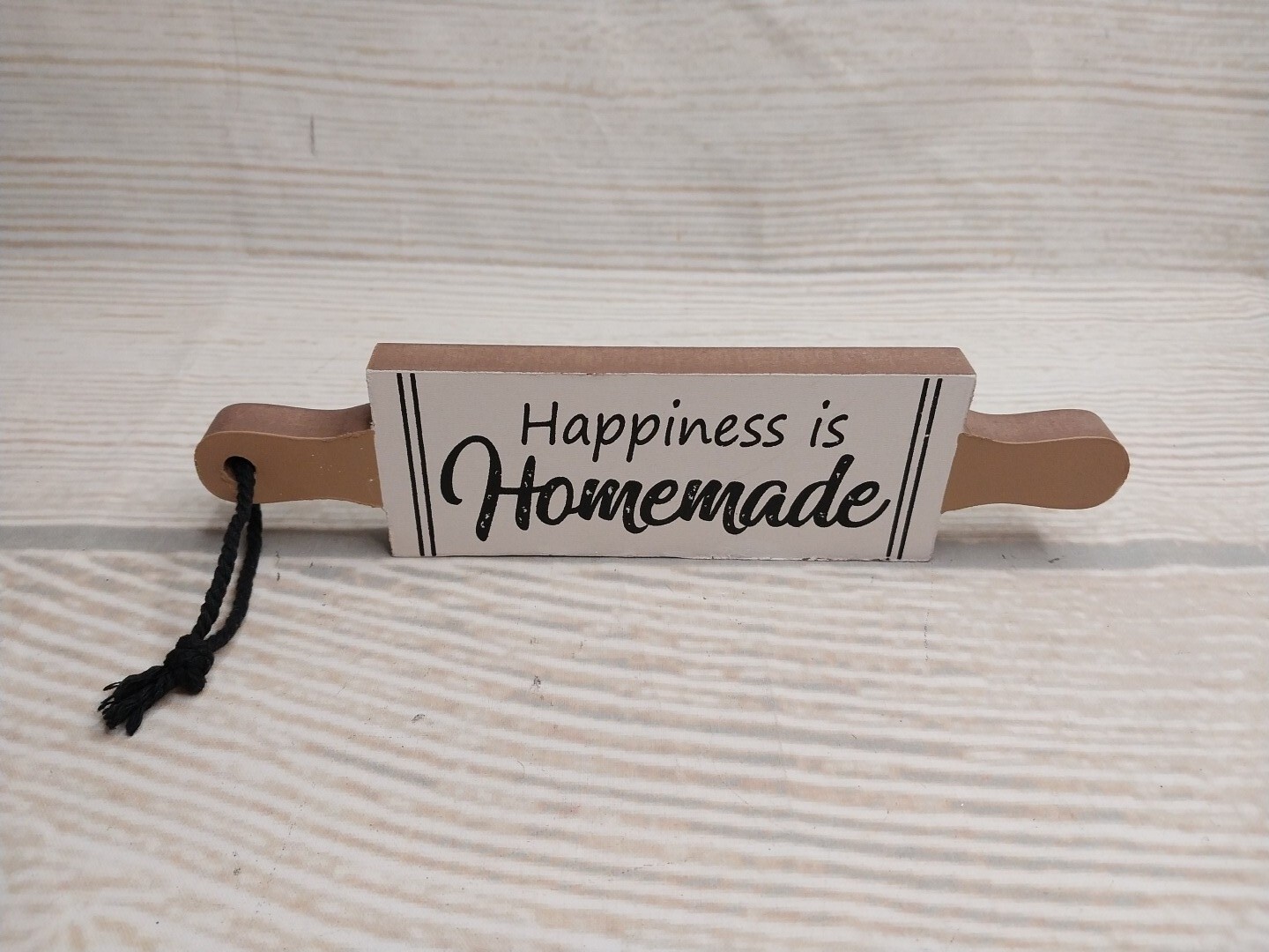 ~New! “Happiness is Homemade” Rolling Pin Plaque Farmhouse Hanging Wood Sign Tag