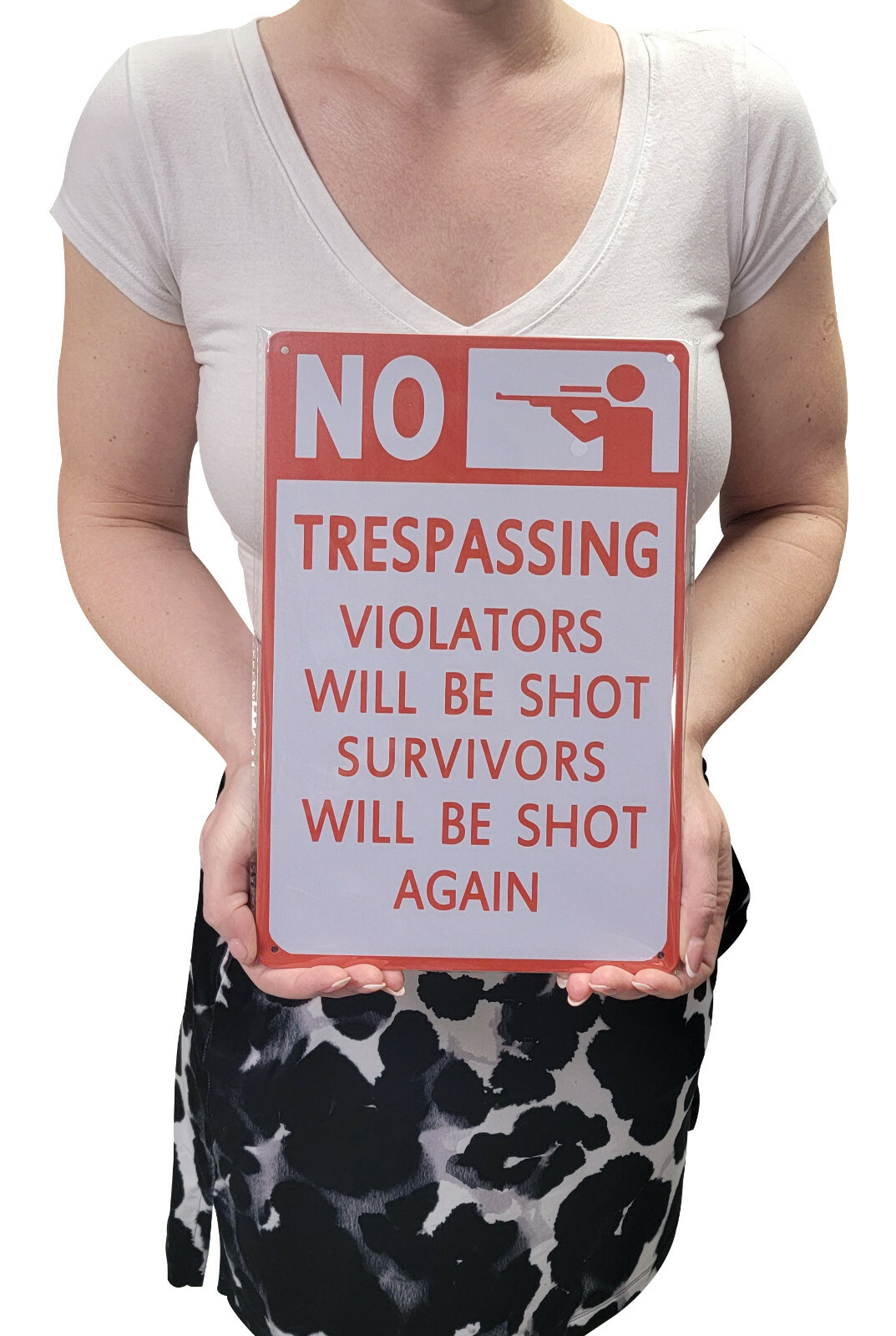 AMERICAN WIT 8″ x 12″ Metal Sign (NO TRESPASSING Violators Will Be Shot Again