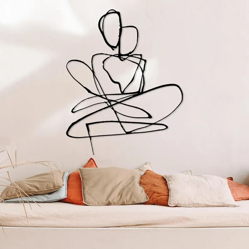 Abstract Couple Metal Line Art Modern Love Couple Wall Decor Wedding Gift Art