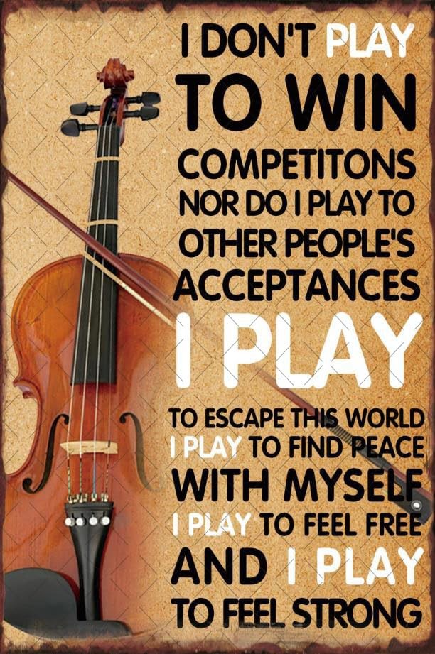 Vintage Violin Tin Sign – Inspirational Wall 8x12x0.1 Inches, metal tin sign