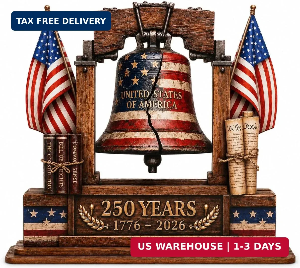 USA 250th Anniversary Wooden Plaque, 250th Anniversary Decorations, USA 250th An