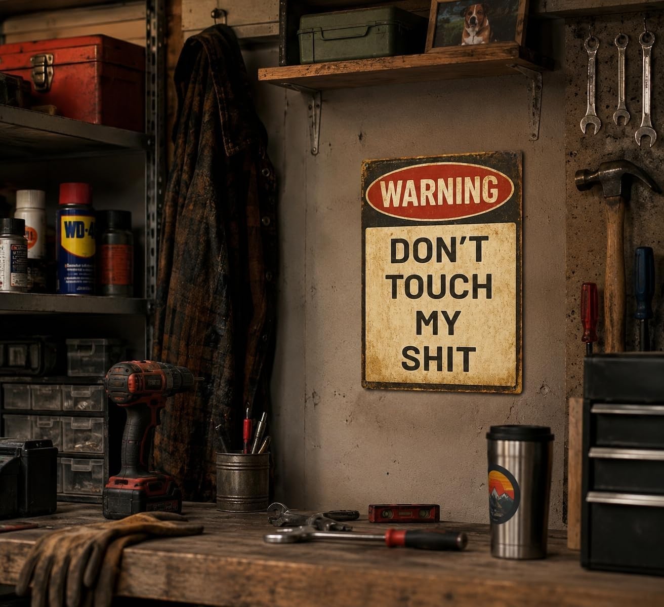 Vintage Don’t Touch Warning Metal Tin Sign Wall Art Man Cave Garage Home Office