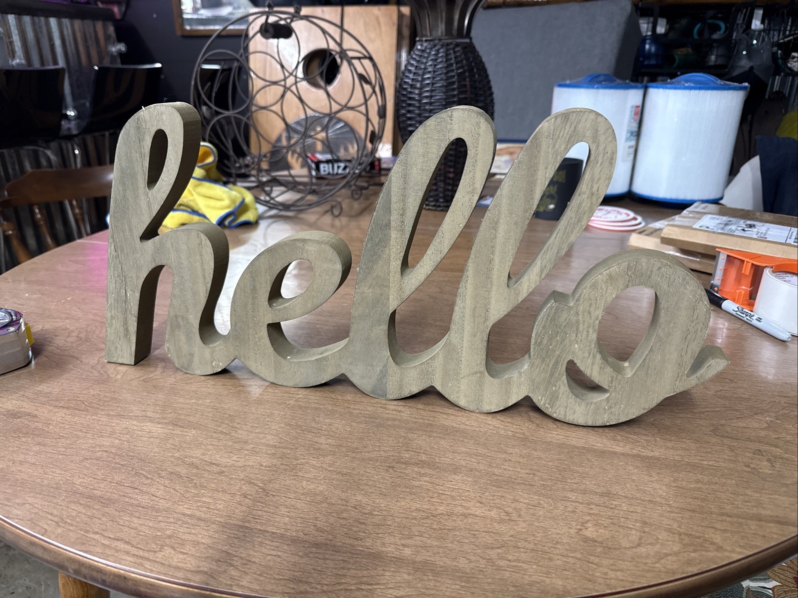 Wooden “Hello” 10” X 9 1/4” X 1”