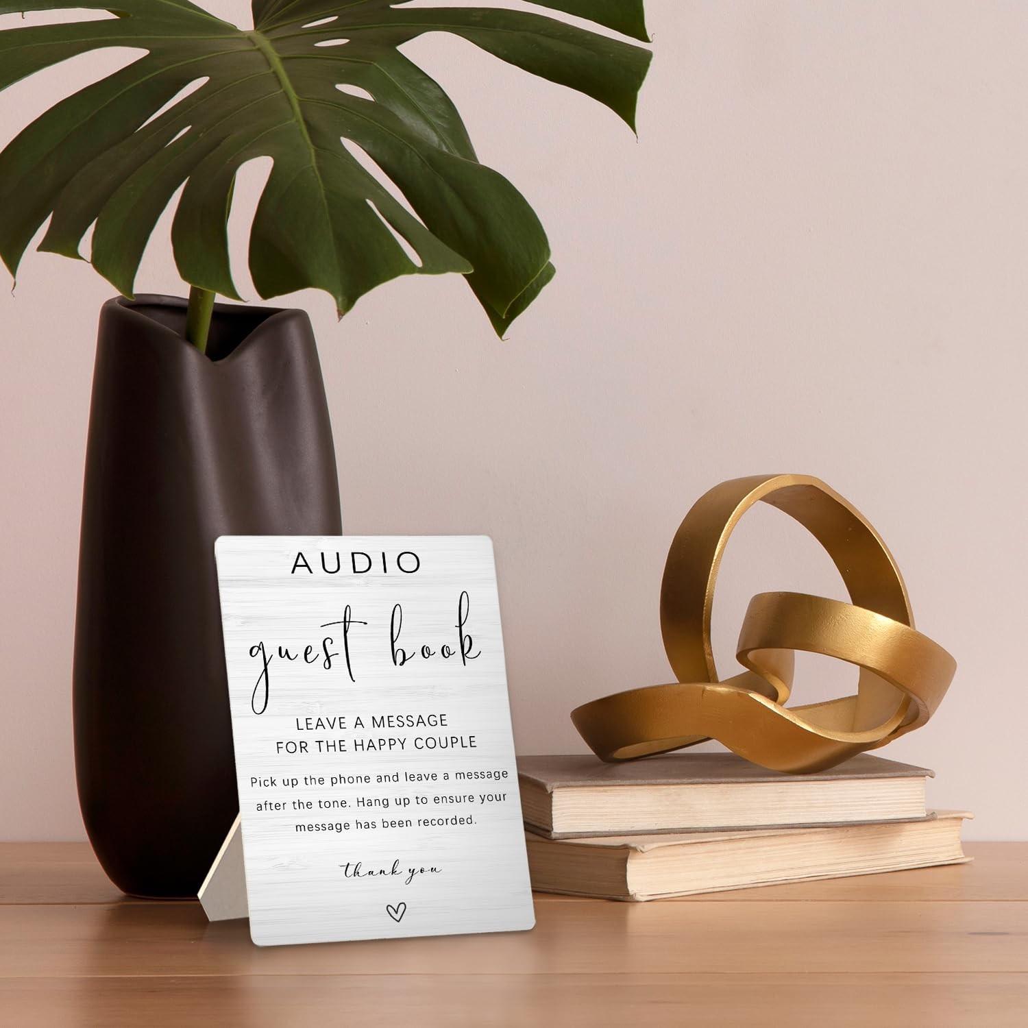 Audio Guest Book Sign – Audio Guestbook Wooden Stand for Wedding 5x7inch, Wed…