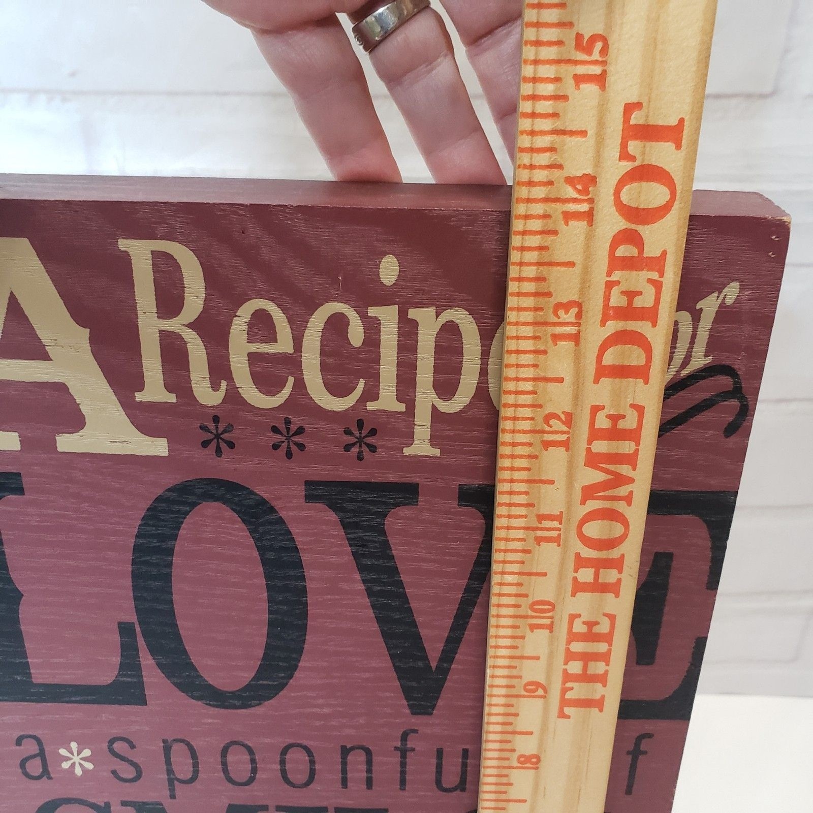 Vintage Recipe for Love Sign Primitive Farmhouse Wall Decor Burgundy Plaque 14″