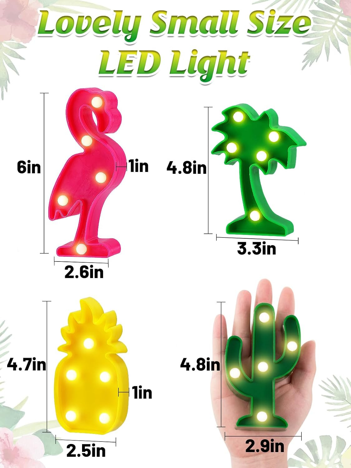 Cute Hawaiian Party Decoration Lights – Mini LED Flamingo Pineapple Palm Tree Ca