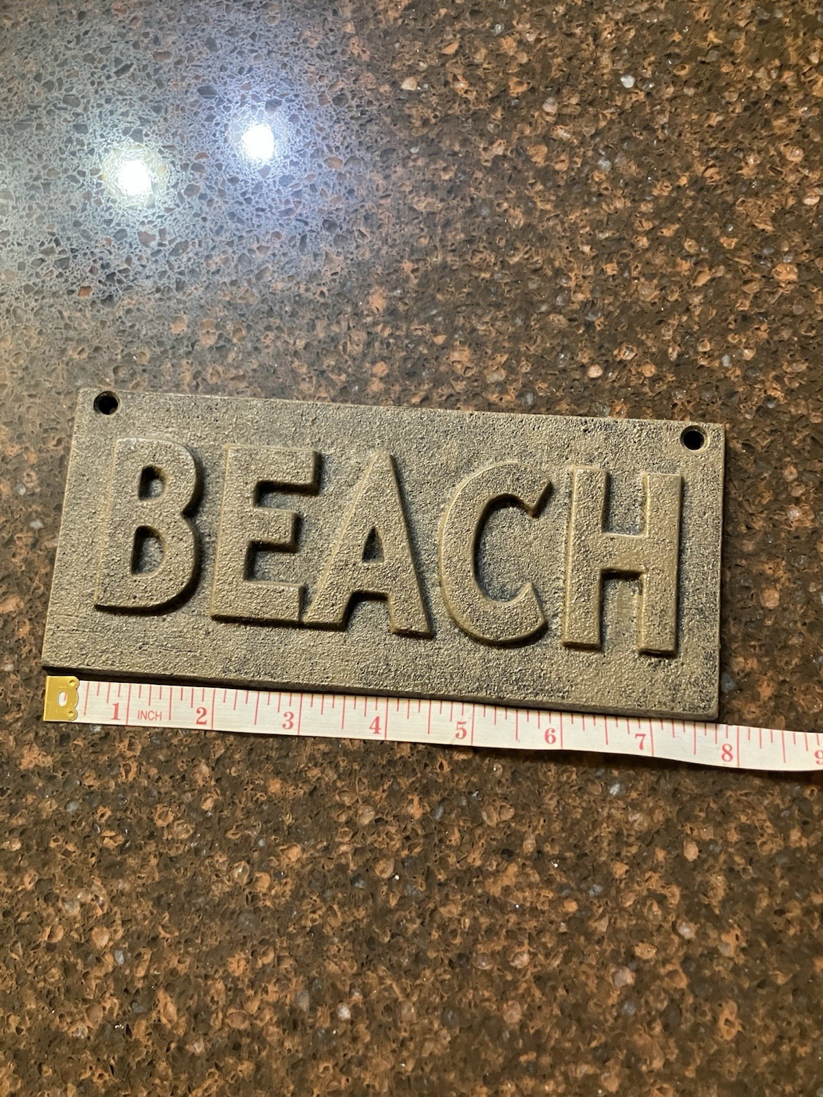 “BEACH” Sign Plaque Metal 7.75”x 3.5”