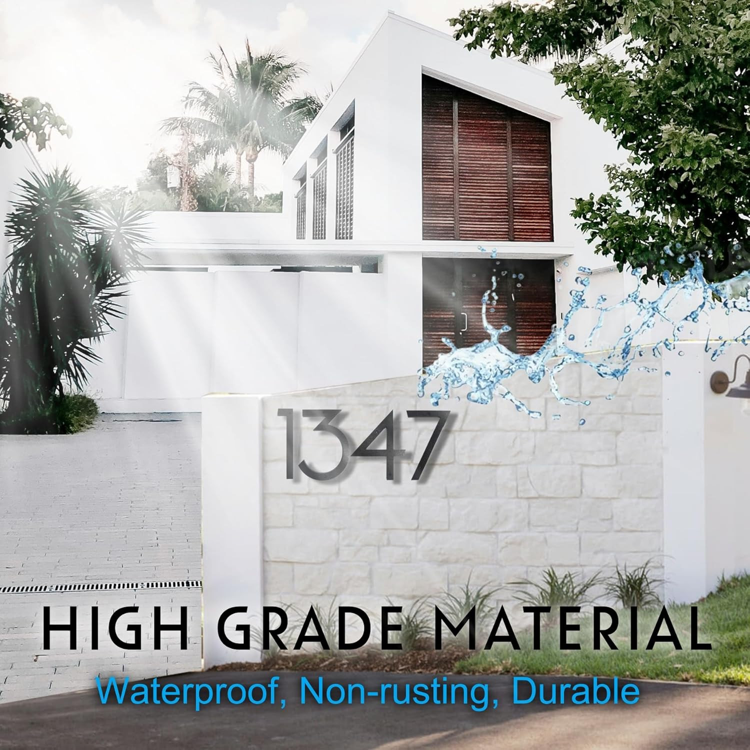 8 Inch Floating Modern House Numbers for outside Large House Numbers for Outside