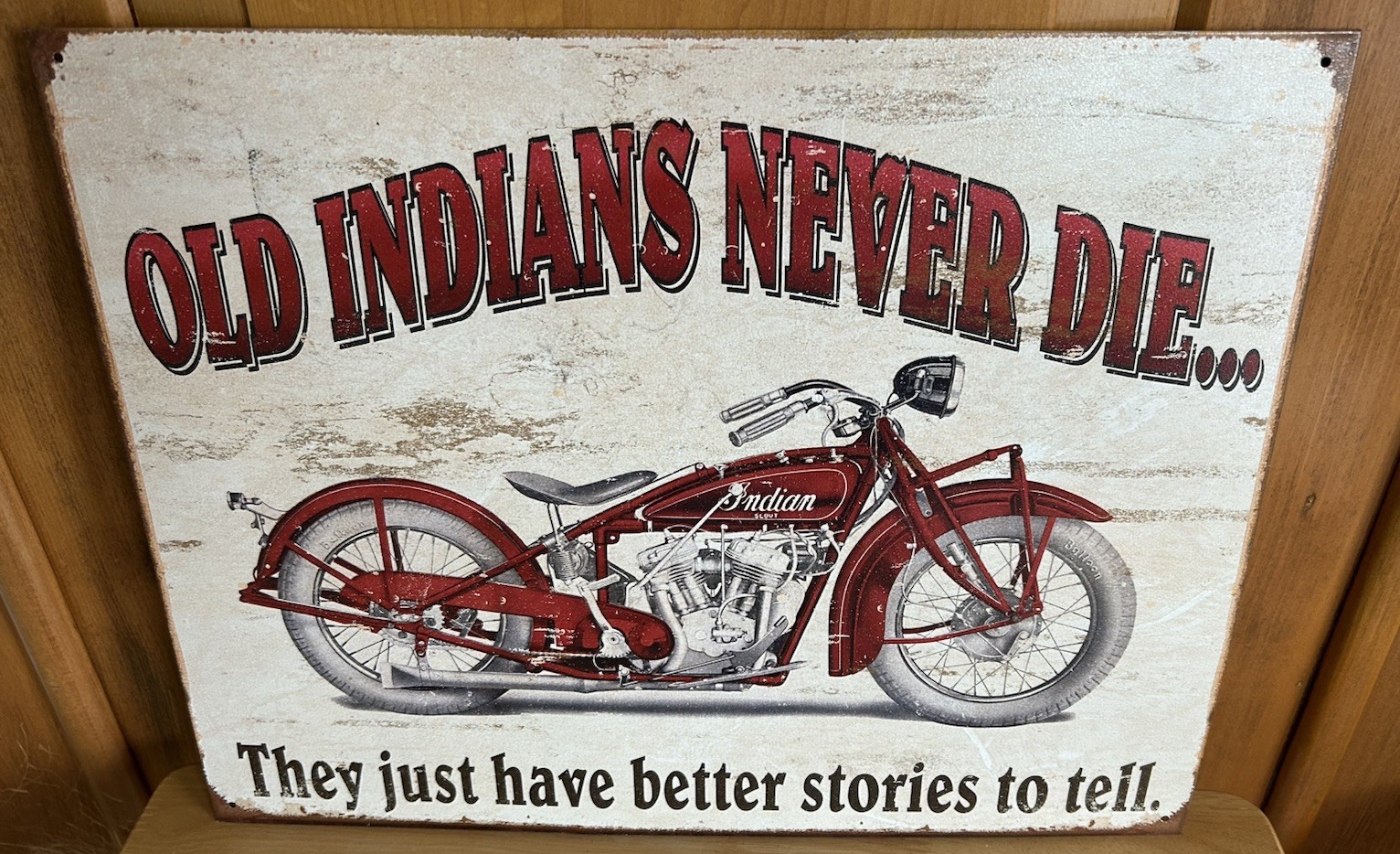 Indian – Better Stories Tin Sign – 16″W x 12-1/2″H, Made in USA #DE-1637