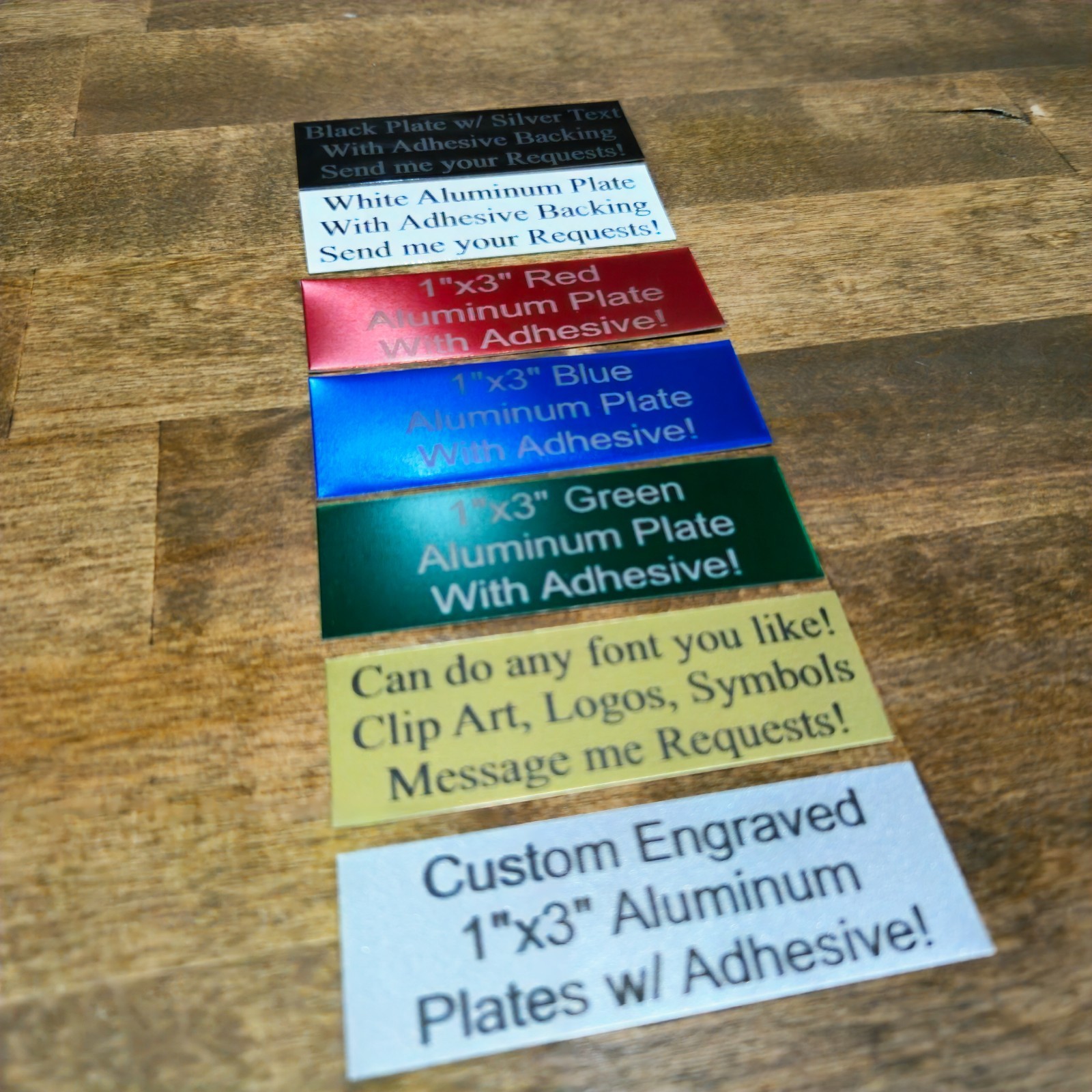 Custom 1×3 Aluminum Plate with adhesive Decor Award Trophy Plaque Tag Sign #