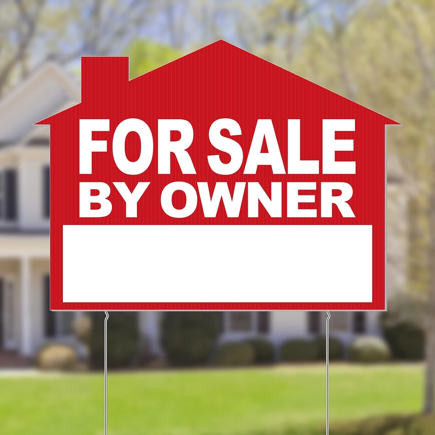 3 Pieces For Sale by Owner Yard Sign with Stakes 12 x 16 Inch Double Sided Ho…