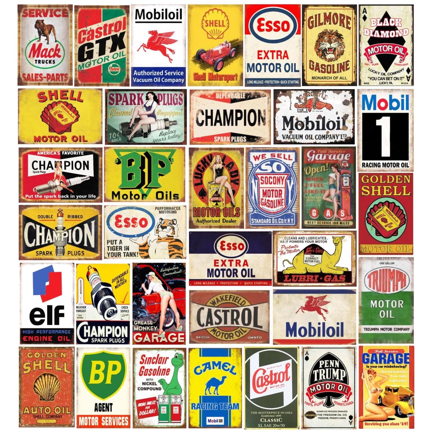 Vintage Gas Oil Tin Signs Collection