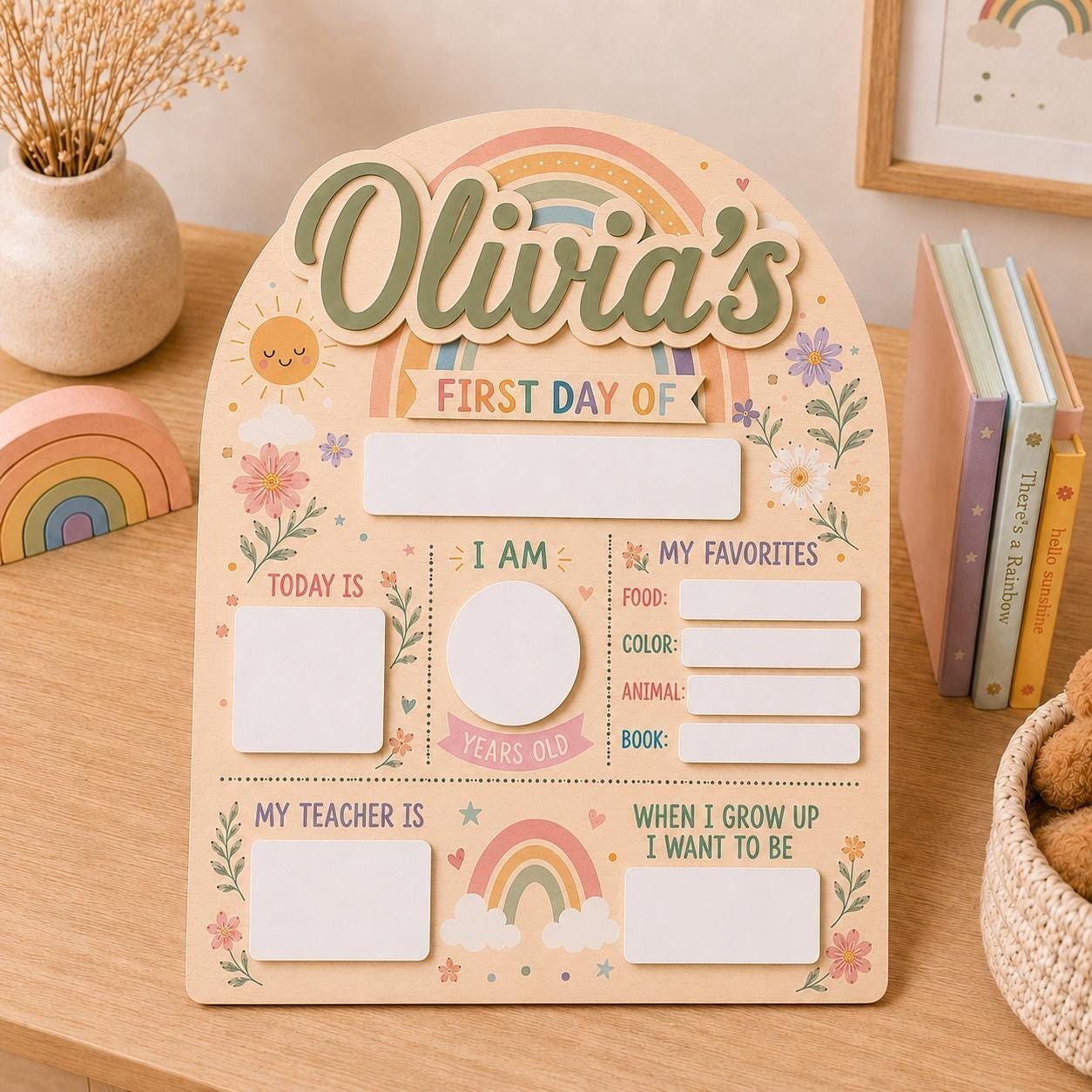 Personalized First & Last Day of School Sign, Kids Back to School Board