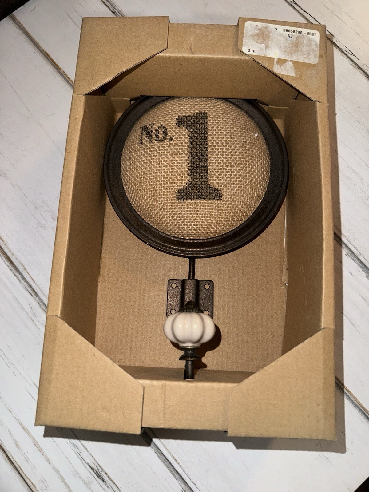 Elements No. 1 Burlap Wall Hook Metal & Burlap 10in Height Rustic Farmhouse New