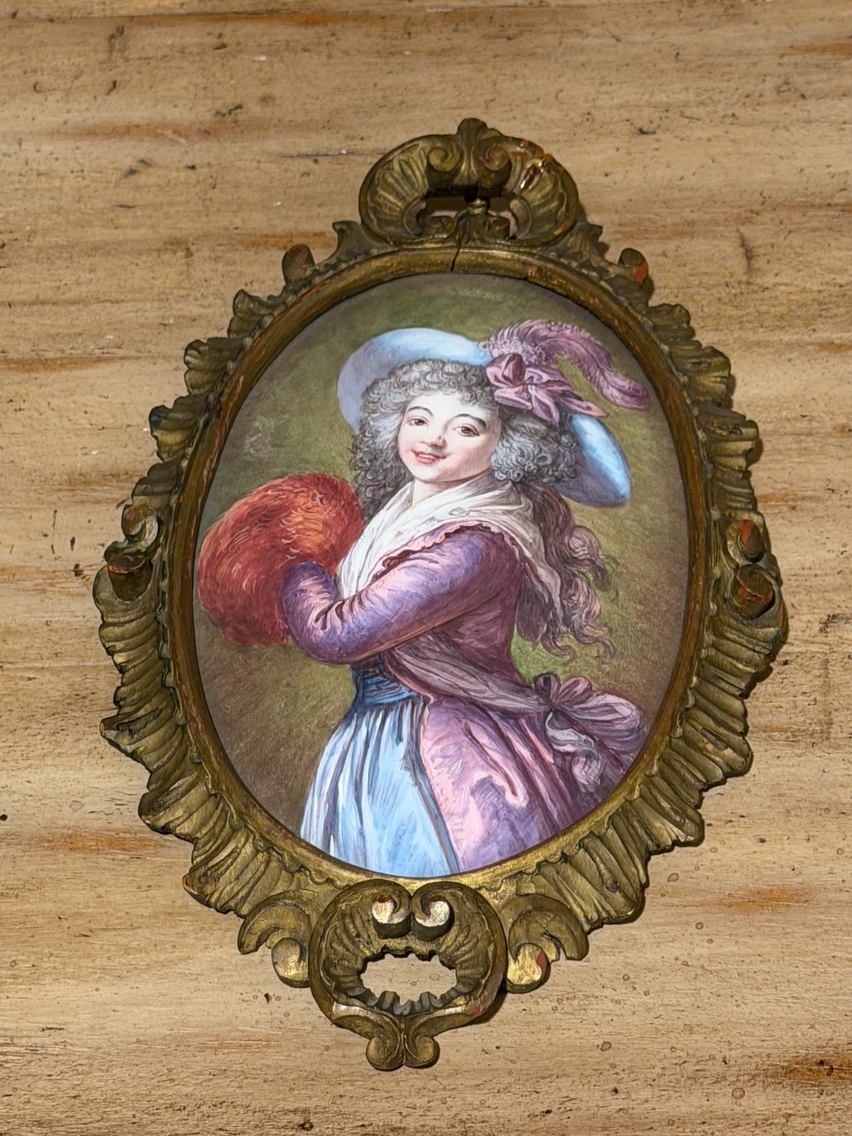 Antique Enamel Plaque/Picture