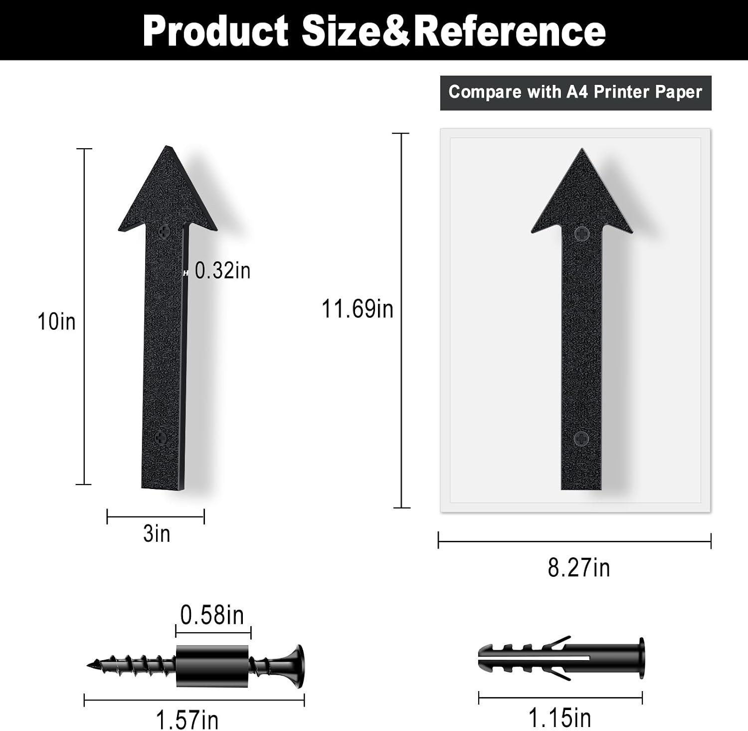 10 Inch Black Floating Arrow Signs, Arrow Wall decor | Modern Outdoor Plastic…